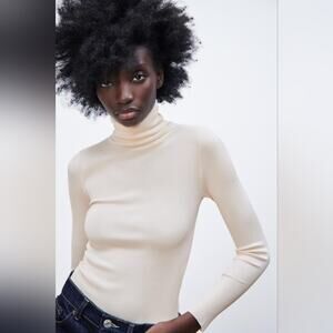 Zara ribbed knit turtle neck sweater long sleeve top